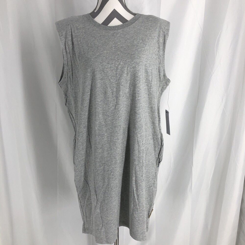 Kendall + Kylie Dress T-shirt Juniors' Shoulder Pads Dress Size Large Gray